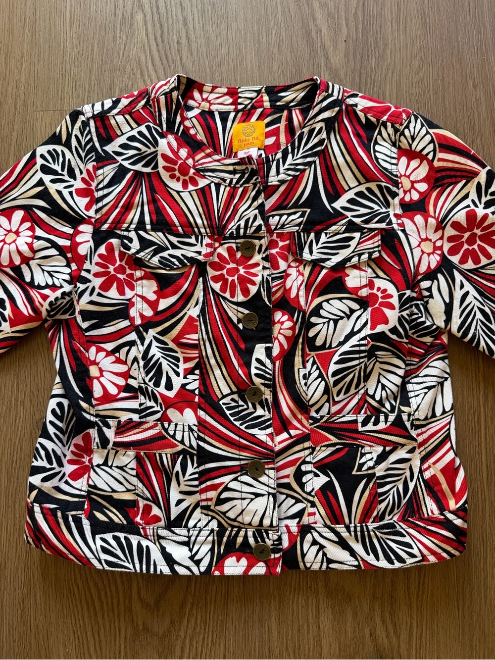 Ruby Rd. Petite Floral Print Short Sleeve Utility Jacket